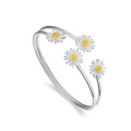 925 Sterling Silver Daisy Flower Charm Bracelet &Bangle For Women Elegant Wedding Party Jewelry